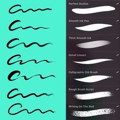 the different types of brush strokes are shown