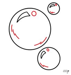 how to draw a ball and two balls with one side facing each other, step by step