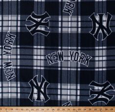 new york yankees flannel plaid fabric