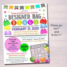 this is an image of a flyer for a designer bag sale with price tags on it