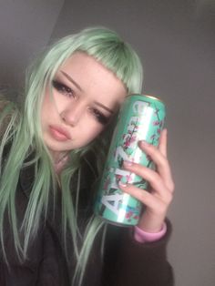 @belovedtruck my fav Mint And Pink Hair, Pale Green Hair, Aesthetic Angelcore, Mint Green Hair, Cool Hair Color