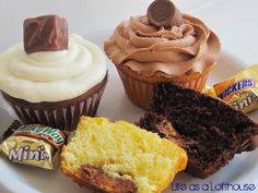 cupcakes, muffins and candy on a plate