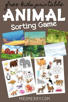 free printable animal sorting game for kids to practice sorting and sorting with the animals