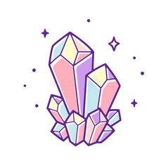 an illustration of three crystals with stars in the background and text that reads,'i am