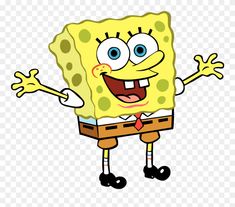 the spongebob character is holding his arms out with both hands, and smiling