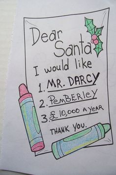 a handwritten christmas card with a pencil and crayon markers on it that says dear santa i would like mr marc