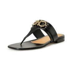 Salvatore Ferragamo Women's "Rikis 10" Black Leather Logo Flats Sandals Shoes Country/Region Of Manufacture: Italy Retail Value: $795.00 This Is Authentic Salvatore Salvatore Ferragamo Women's "Rikis 10" Black Leather Logo Flats Sandals Shoes Sku: Shoes-6754 Model: Rikis 10 0753927 Material: 100% Leather Chic Calf Leather Sandals With Tang Buckle, Calf Leather Sandals With Tang Buckle, Luxury Black Sandals With Tang Buckle, Designer Sandals With Tang Buckle And Single Toe Strap, Gala Sandals With Single Toe Strap, Luxury Flat Sandals With Tang Buckle, Luxury Sandals With Round Toe And Tang Buckle, Luxury Round Toe Sandals For Galas, Luxury Black T-strap Sandals