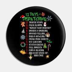 twelve days of dispatching christmas ornament on a black background with white lettering