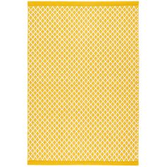 a yellow and white area rug on a white background