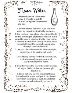 Moon Water, Witchcraft Books, Wiccan Magic, Element Water, Magic Spell Book, Grimoire Book, Wiccan Spell Book