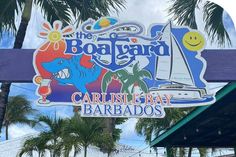 the sign for the boardwalk bar and restaurant