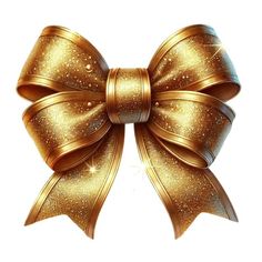 a golden bow with glitters on it