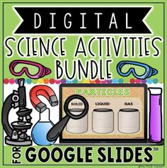 the science activities bundle includes google slides, glasses and other items to help students learn how to