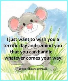 a cartoon mouse sitting in the grass with a caption that reads, just want to wish