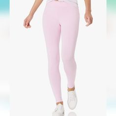 Will Ship New In Pkg. Size Xsmall Light Pink Color Spring Sporty Solid Color Leggings, Sporty Solid Color Leggings For Spring, Sporty Solid Color Spring Leggings, Sporty Leggings For Spring, Basic Sports Bottoms For Spring, Basic Solid Activewear For Spring, Basic Spring Yoga Activewear, Basic Pink Bottoms For Spring, Casual Solid Leggings For Spring