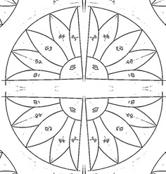 an image of a coloring page with numbers and leaves in the center, as well as two