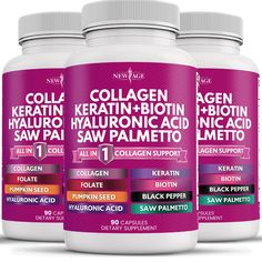 PRICES MAY VARY. New Age Collagen Capsules are cutting-edge supplements designed for both women and men, featuring a potent blend of essential multi-collagen types (I, II, III, and IV), biotin for enhancing hair, skin, and nail health, keratin treatment support, hyaluronic acid supplementation, and more. Say goodbye to dry and damaged hair, and forget about traditional keratin hair masks. New Age has successfully developed unparalleled collagen supplements catering to both genders Discover the U Hair Skin And Nails Vitamins, Hair And Nails Vitamins, Collagen Pills, Vitamin Packs, Nail Vitamins, Saw Palmetto, Hair Skin And Nails, Vitamins For Hair Growth, Hair Growth Supplement