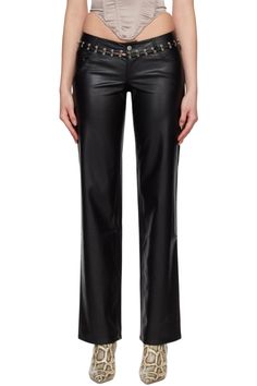 Black Marco Faux-Leather Pants by Miaou on Sale Low Rise Leather Pants, 2000s Women, Leather Pants Women, Black Leather Pants, Faux Leather Pants, Bottoms Pants, Black Pants, Low Rise, Womens Bottoms