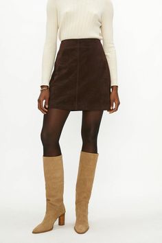 Premium Suede Pelmet Skirt - Choc Brown - Premium Suede Pelmet Skirt Brown Leather Mini Skirt Outfit Winter, Corduroy Skirt Outfit Fall, Brown Corduroy Skirt Outfit, Brown Suede Skirt Outfit, Skirt Brown Outfit, Suede Mini Skirt Outfit, Cord Skirt Outfit, Brown Mini Skirt Outfit, 70s Mini Skirt