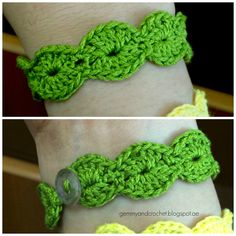 crocheted bracelets with buttons on each side