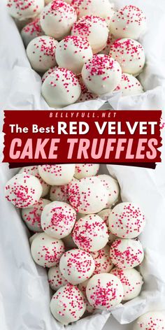 Delight your Valentine with Red Velvet Cake Truffles! Made with velvet cake crumbs, cream cheese frosting, and coated in luscious chocolate candy melts, these festive cake balls are an easy Valentine’s Day dessert. Add sprinkles for a perfect sweet treat for Valentine's Day Red Velvet Cake Balls, Red Velvet Truffles, Easy Red Velvet, Red Velvet Recipes, Red Velvet Cake Mix, Strawberry Cake Mix, Candy Truffles, Chocolate Candy Melts, Valentines Day Desserts