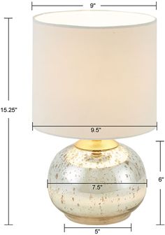 an image of a table lamp with measurements