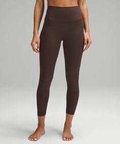 When Feeling Nothing Is Everything. Powered By Nulu Fabric, This Ribbed Version Of Our Lululemon Align Pants Feels Weightless And Buttery Soft. Designed For Yoga. Intended To Sit Above Ankle. Hidden Waistband Pocket Fits A Card Or Key, And Wont Get In Your Way. This Collections Great For Low-Impact Workouts Like Yoga Or Whenever You Want To Feel Really, Really Comfortable. | lululemon Align™ High-Rise Ribbed Pant 25" Yoga Trousers, Pant Women, Brown Leggings, Lululemon Align Pant, Women Leggings, Ribbed Leggings, Lulu Lemon, Low Impact Workout, Yoga For Kids