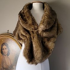 Lanshifei Beautiful Light Brown Soft Faux Fur Shawl Stole Wrap. Lanshifei Stole, Wrap Faux Fur ( Feels Almost Like Real Fur ) Color: Light Brown Fully Lined 1 Hook And Eye Closure Size: Large Length 57", Width 15" New Without Tags. No Issues. Fur Shawl Outfit, Brown One Size Shawl Wrap, Gold Fur Shawl, Brown Fur Shawl, Cozy One-size Brown Shawl, Brown One-size Wool Shawl, Shawl Outfit, Faux Fur Shawl, Fur Shawl