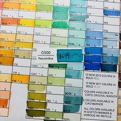 color swatches are arranged on top of each other to show the names and colors