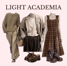 Light Academia Outfit Women, Light Academia Autumn, Old Academia, Academia Outfits Aesthetic, Academia Moodboard, Dark Academia Moodboard