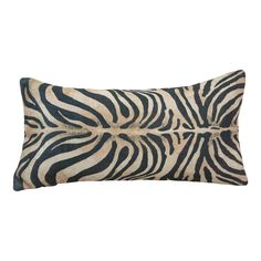 a zebra print pillow on a white background