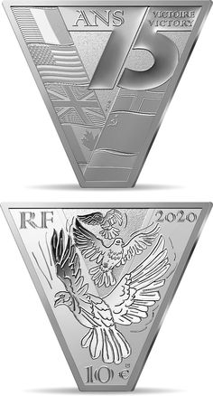 an image of two different types of silver coins in the shape of triangles and triangles