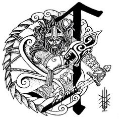 Tyr Norse God Art, Tyr Tattoo, Berserker Tattoo, Tattoo Queen, Rune Tattoo