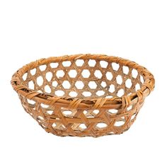 a woven basket is shown on a white background