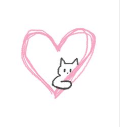 a drawing of a cat in the shape of a heart