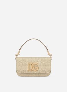 3.5 crossbody bag Dg Logo, Gold Bag, Woven Raffia, Dolce E Gabbana, Handle Bag, Leather Tote Bag, Light Beige, Leather Tote, Leather Shoulder Bag