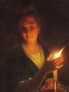 size: 12x9in Giclee Print: Woman with a Candle by Godfried Schalken Or Schalcken : Huck Finn, Baroque Painting, Hur Man Målar, William Turner, Dutch Painters, Oil Canvas, A4 Poster, Caravaggio, Chiaroscuro