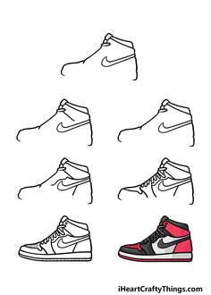 Jordan Shoe Drawing - How To Draw Jordan Shoe Step By Step How To Draw Jordans, Nike Drawing, Jordan Painting, Doodle Shoes, Shoe Drawing, Sneakers Drawing, Jordan Shoe, How To Draw Steps