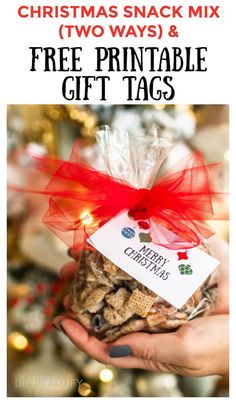 christmas snack mix with free printable gift tags