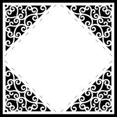 a square frame with an intricate design in the middle, on a black and white background