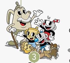 an image of cartoon characters with numbers in front of them and the number 3 on the bottom