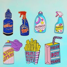 Bottle Spray, Sending Good Vibes, Snapchat Stickers, Bad Vibes, Pink Pin, Enamel Brooch