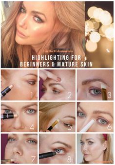 How to ApplyUse HighlighterBeginnerMature Skin TutorialGirlGetGlamoroushighlighter matureskin beauty beautytutorial makeup101 makeup glowingskin bridalmakeup weddingmakeup makeuptutorial Highlighter Placement Make Up, Using Highlighter On Face, How To Use Highlighter On Face, Where To Put Highlighter On Face, Skin Tutorial, Best Highlighter, Natural Beauty Tips, Makeup For Beginners