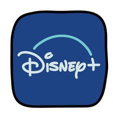 the disney plus logo on a blue square with white lettering that reads, ` `