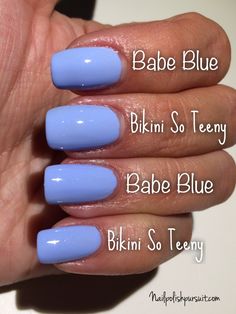 Sally Hansen - Babe Blue (have) (DUPES: Babe Blue vs. Bikini So Teeny) Fingernail Colors, Valentine Day Nails, Nails Uv Gel, Boss Nails, Surf Tattoo, Opi Gel Nails, Pretty Nail Colors, Sinful Colors, Nail Colours