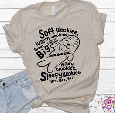 Star Wars Tee, Soft Wookie, Disney Vacation Shirt, Kids Disney Vacation Shirt, Disney Tank by 3girlsandamouse on Etsy https://www.etsy.com/listing/613153628/star-wars-tee-soft-wookie-disney Clever Disney Shirts, Star Wars Shirts For Disney, Star Wars Tshirt Ideas, Star Wars Disney Outfit, Star Wars Disney Shirts, Disney Shirts Star Wars, Star Wars Shirt Ideas, Disney Shirt Ideas, Disneyland 2024