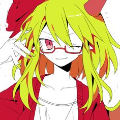 an anime character with glasses and yellow hair