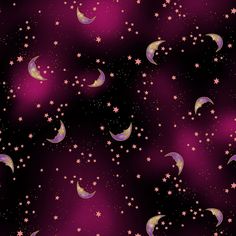 the night sky with stars and crescents in purple, black and gold colors stock photo