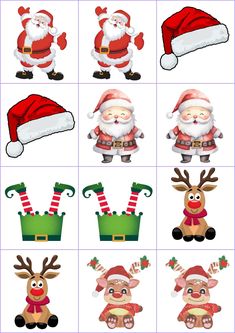 santa claus and reindeers with different poses for each character in the video game,