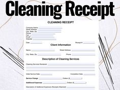 a cleaning receipt with the words cleaning receipt on it